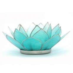 BIRTHSTONE TEA LIGHT HOLDER IN SMALL AQUAMARINE (MARCH)